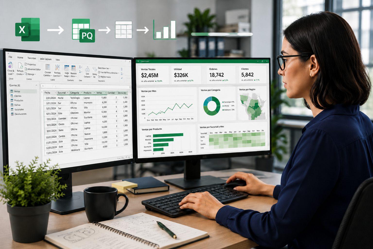 Business analyst replacing manual excel reporting with automated data pipelines and dashboards