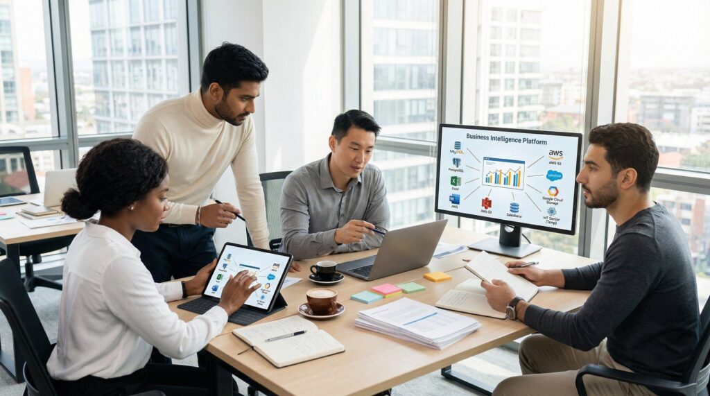 Business intelligence team documenting kpi definitions ownership and data sources