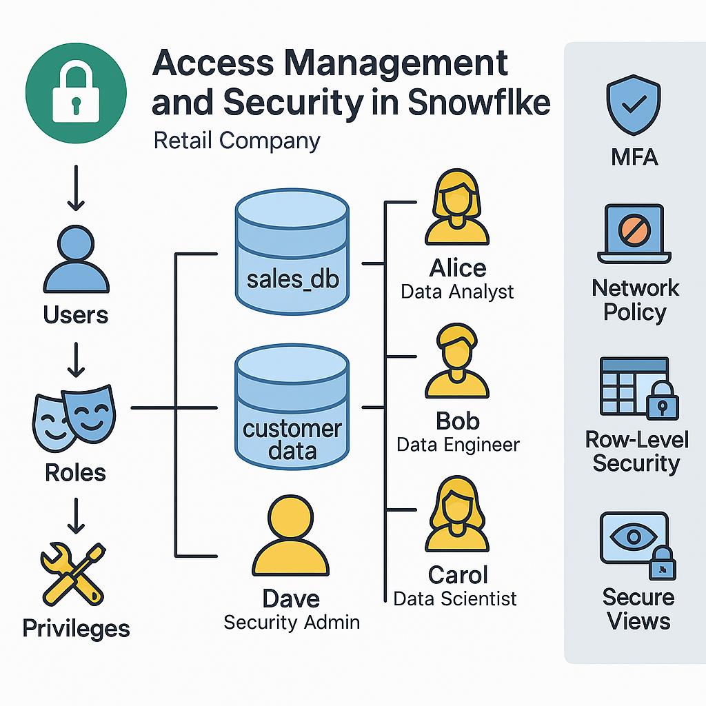 Cloud data warehouse security governance and role based access controls