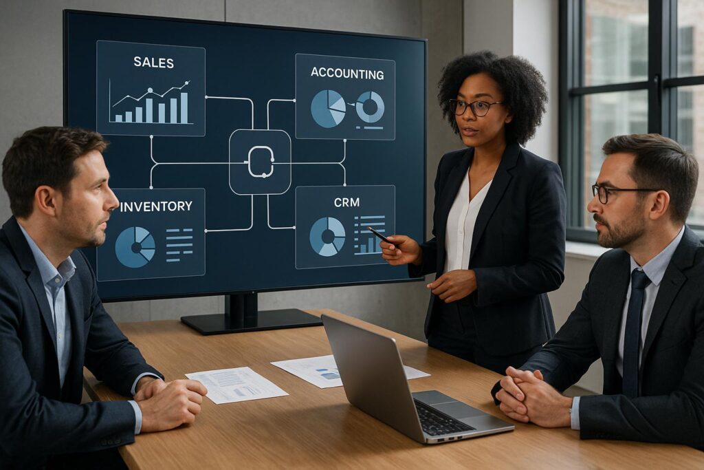 Data team integrating crm finance and business systems into a unified analytical view