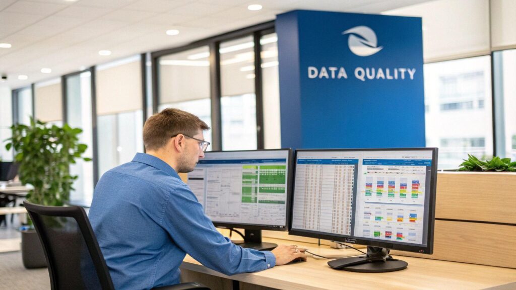 Data team reviewing data quality metadata and governance for ai readiness