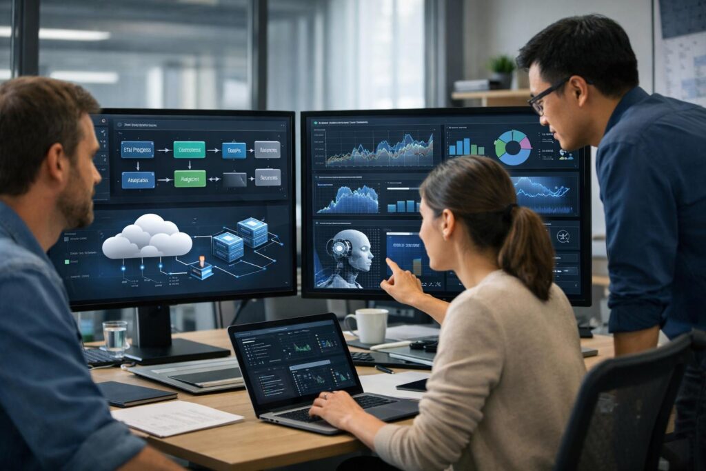 Data team reviewing semantic models and governed business metrics