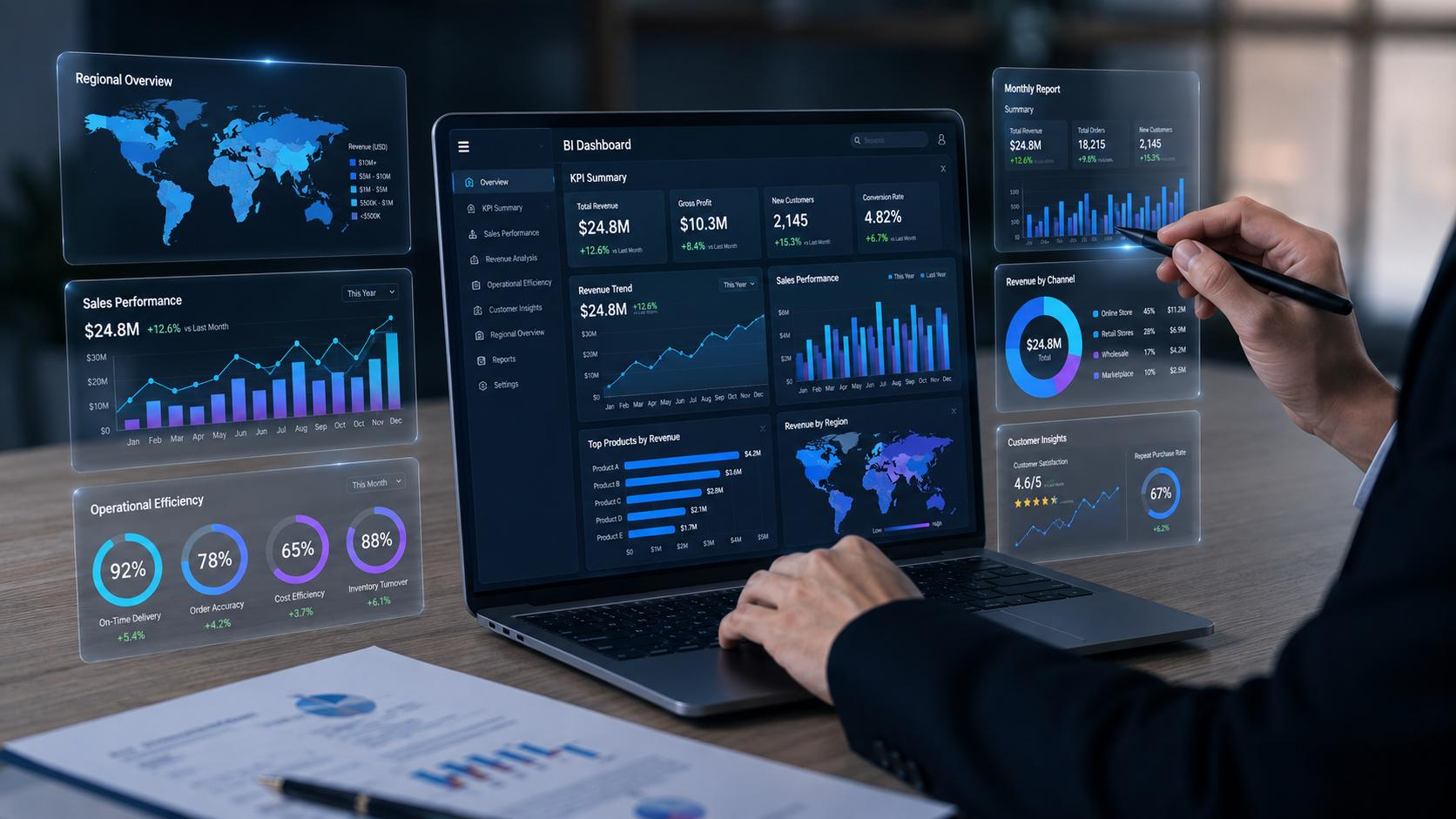 Executive kpi dashboard with business performance metrics
