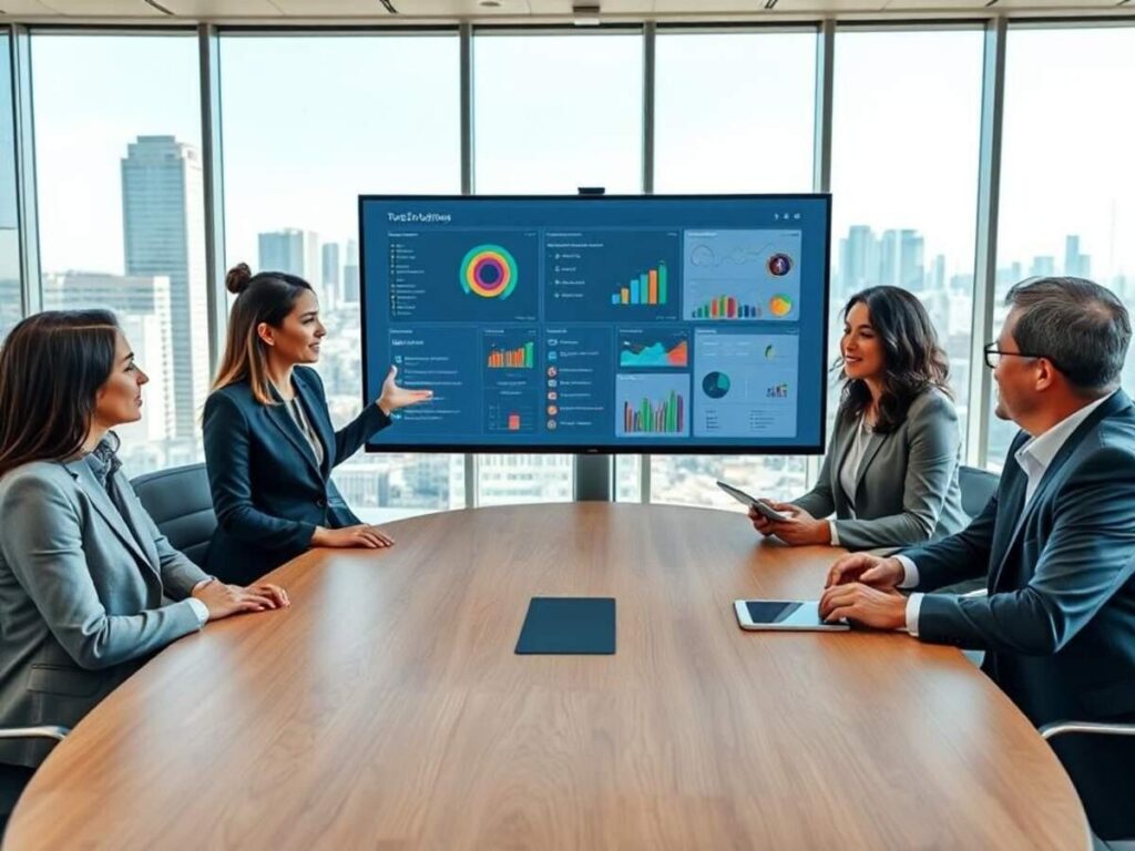 Executive leadership team using aligned kpi metrics for business decisions