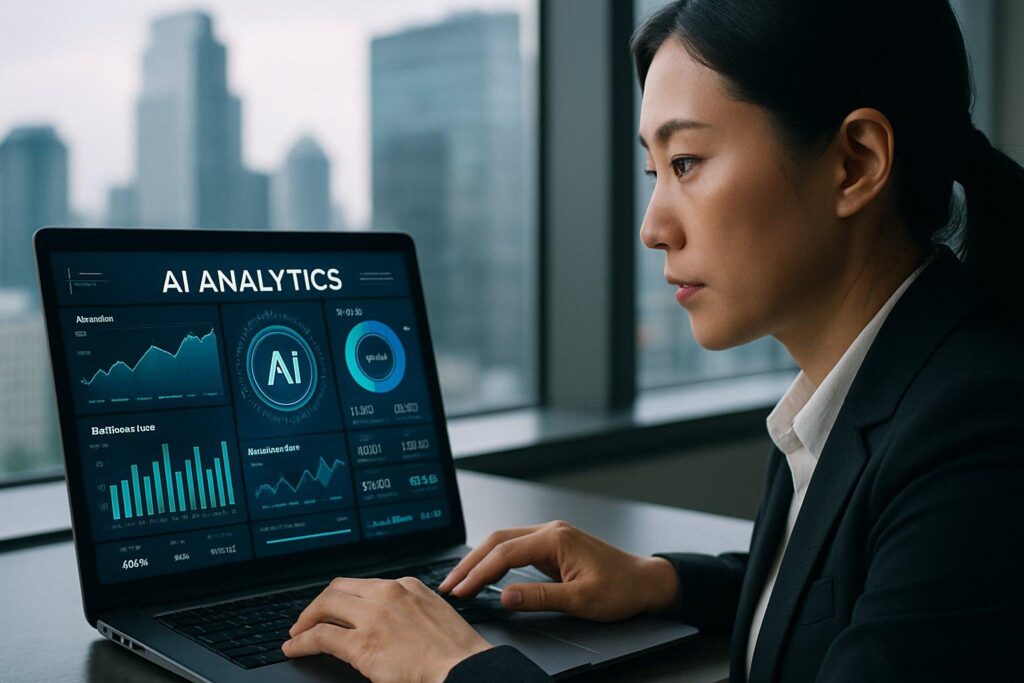 Executive using ai analytics for natural language data exploration