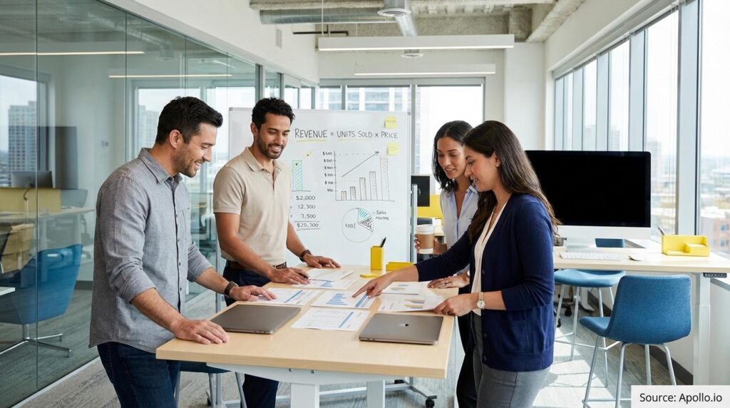 Finance sales and operations teams comparing different kpi definitions