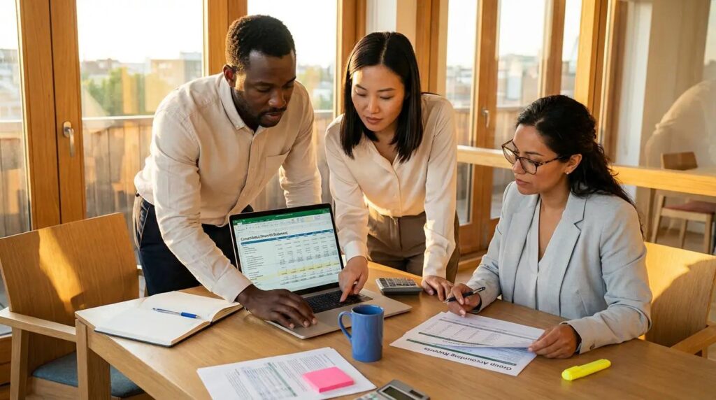 Finance team mapping local entity accounts to a standardized group chart of accounts