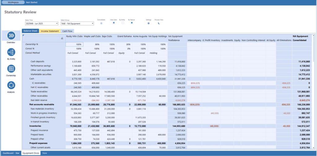 Finance team reconciling intercompany transactions and consolidation balances