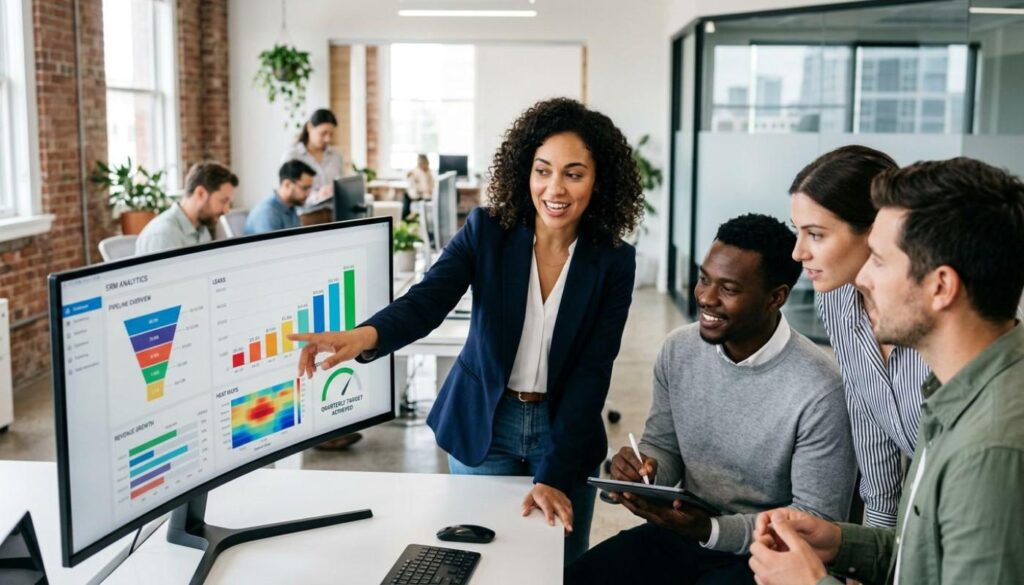 Sales analytics team analyzing historical opportunity conversion rates
