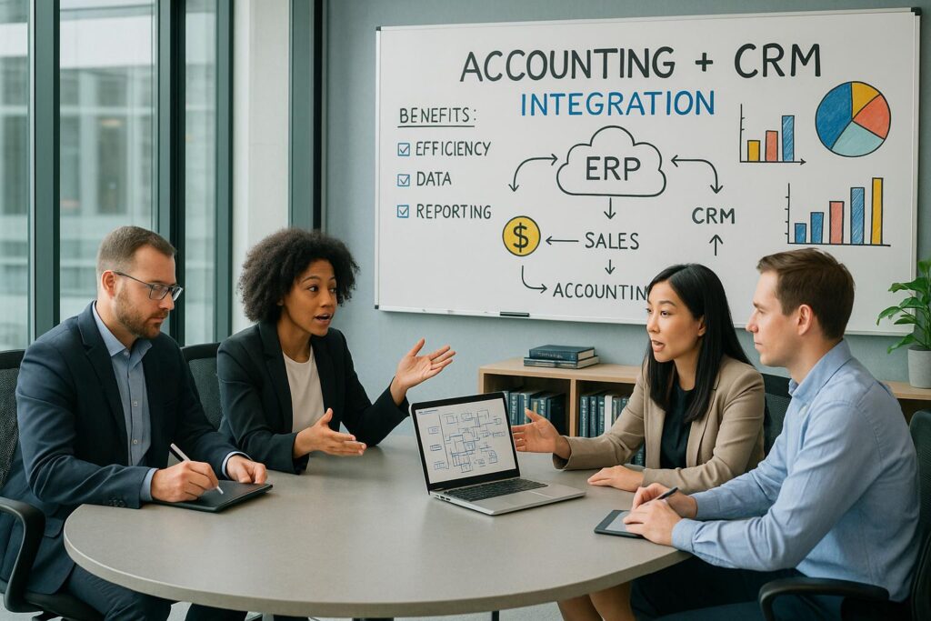 Sales and finance teams reconciling crm forecast with financial data