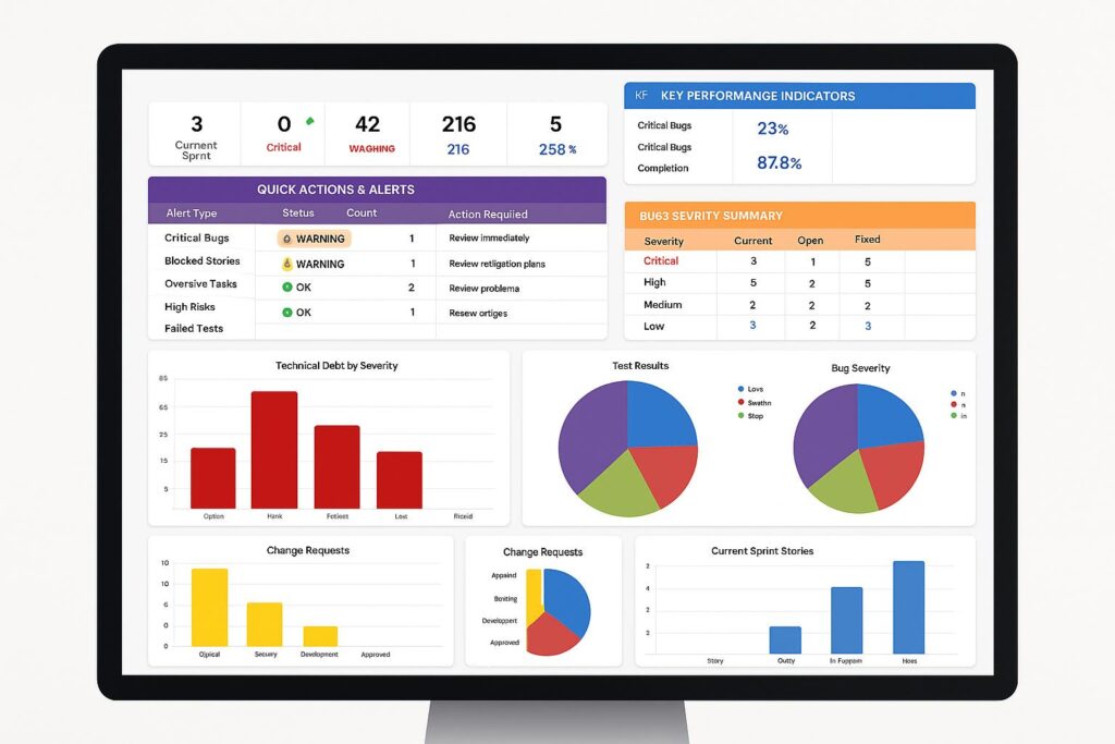 Executive dashboard with actionable KPI alerts and performance thresholds