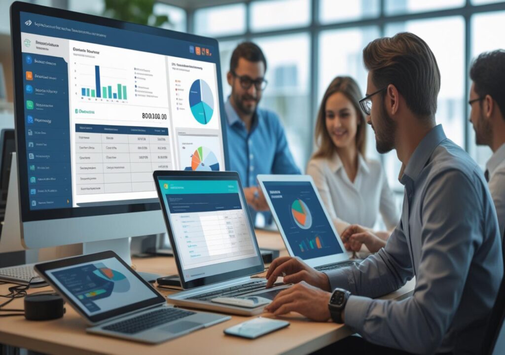 Accounting firm managing multiple client organisations through an integrated software platform