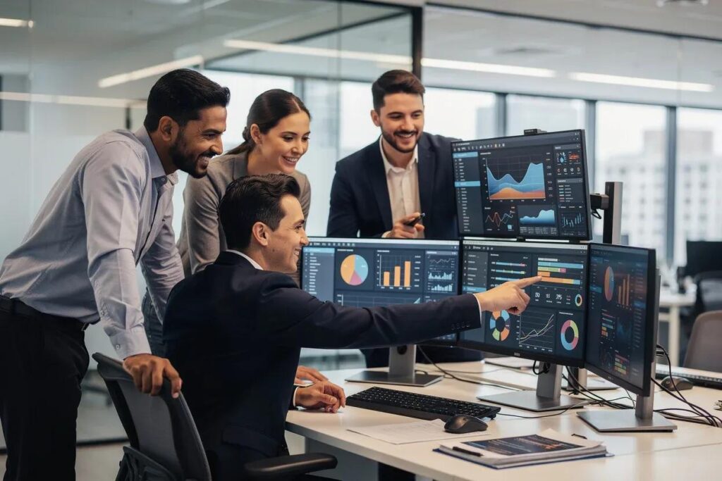 Analytics team monitoring data quality and production performance