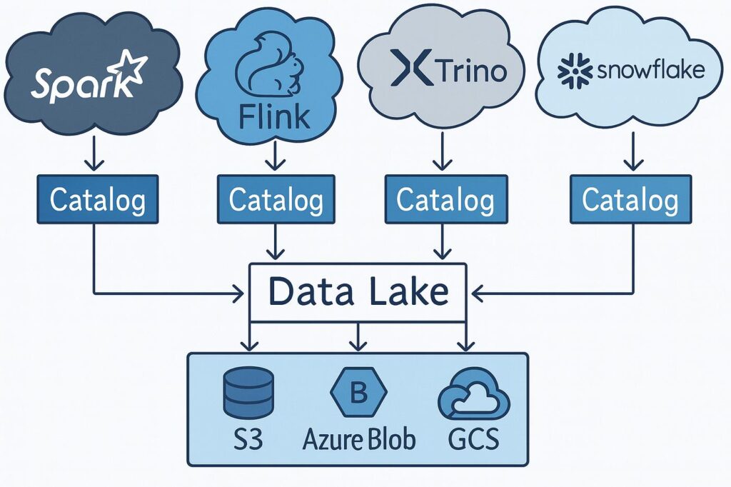 Apache iceberg interoperability across spark snowflake trino and flink analytics engines