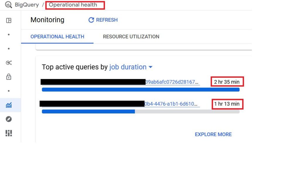 Bigquery bi engine performance and dashboard latency monitoring