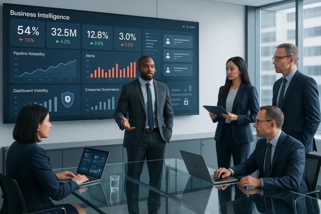 Business intelligence team auditing dashboard usage and reporting assets