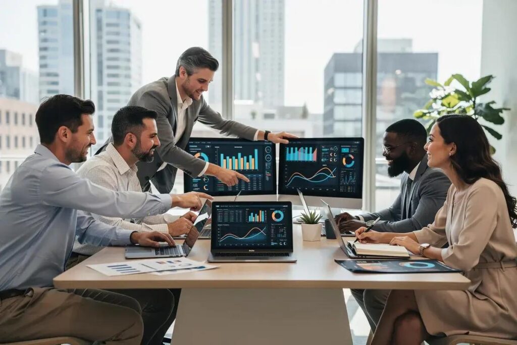 Business intelligence team monitoring executive dashboard data freshness