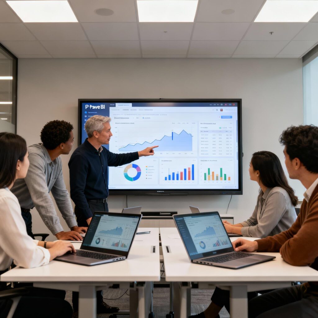Business intelligence team planning power bi migration rollout and user adoption