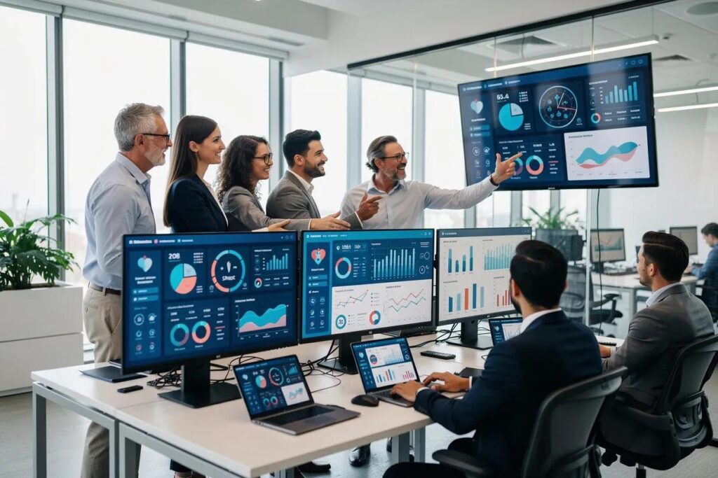 Business leaders reviewing trusted analytics powered by governed data models