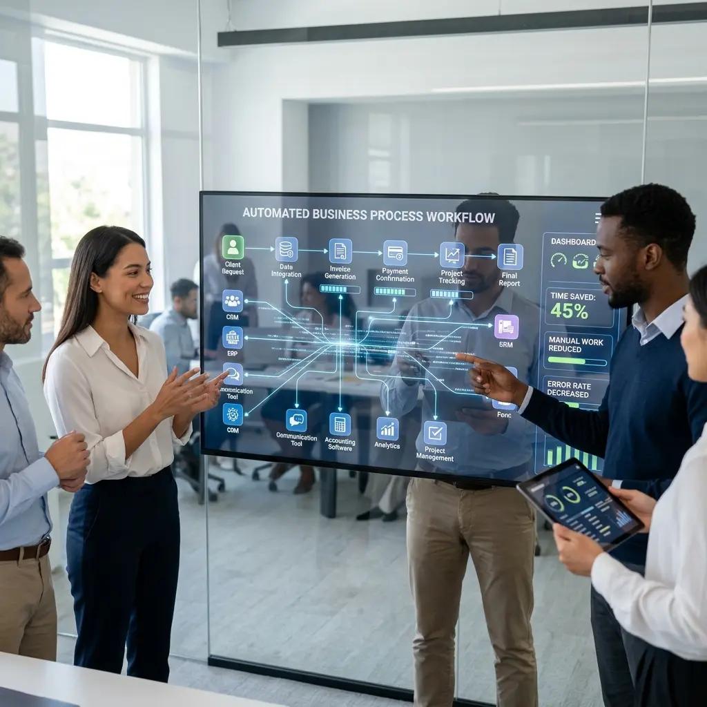 Business team mapping workflow complexity and automation requirements