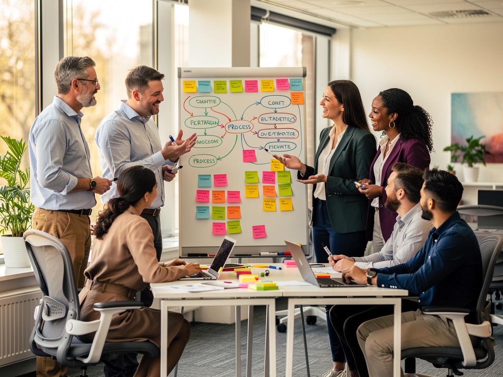Business team measuring workflow process baseline hands on time and elapsed time