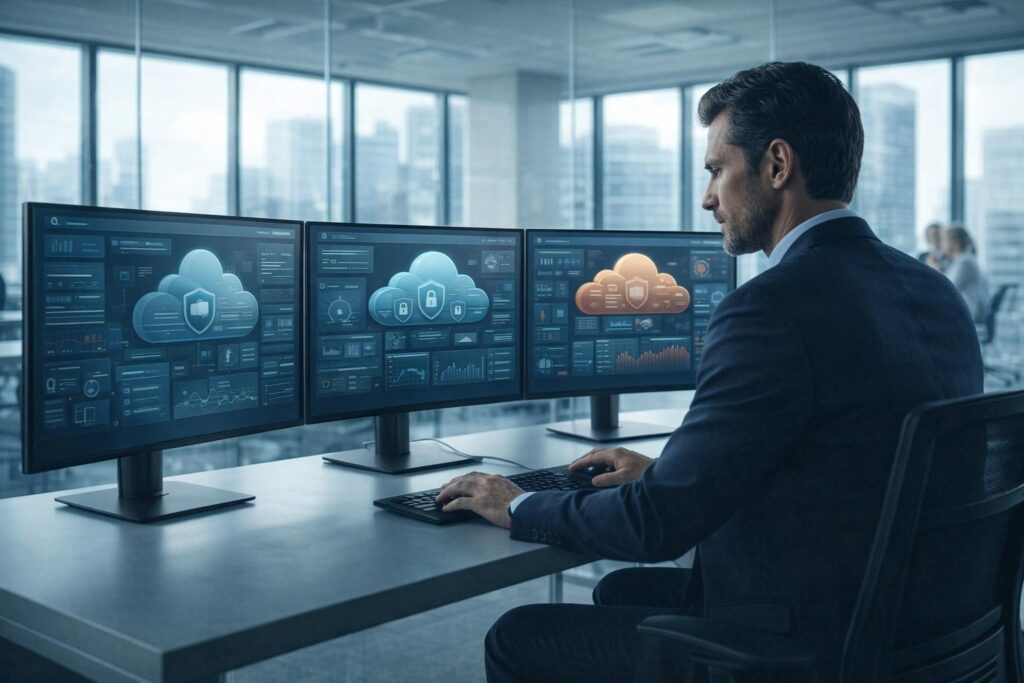Cybersecurity specialist monitoring secure system access and credentials