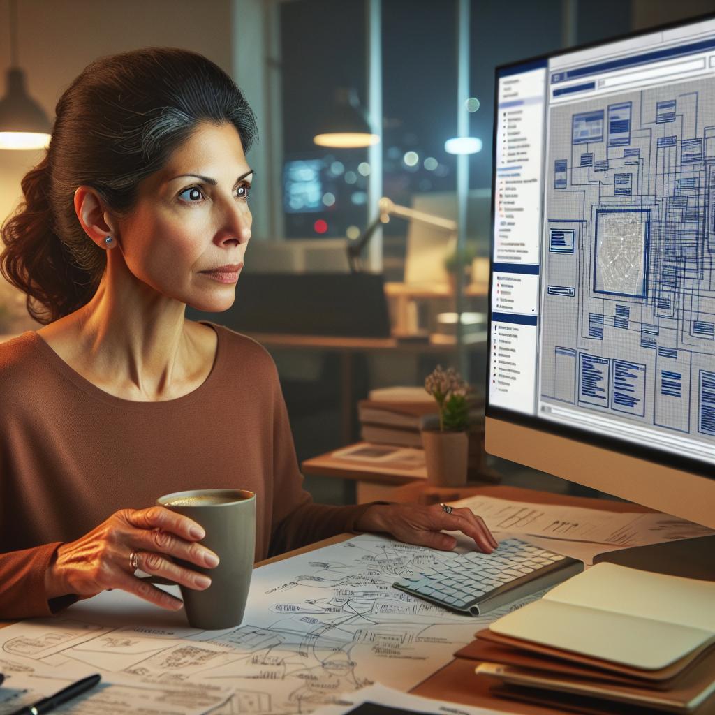 Data engineer reviewing database relationships and analytics architecture