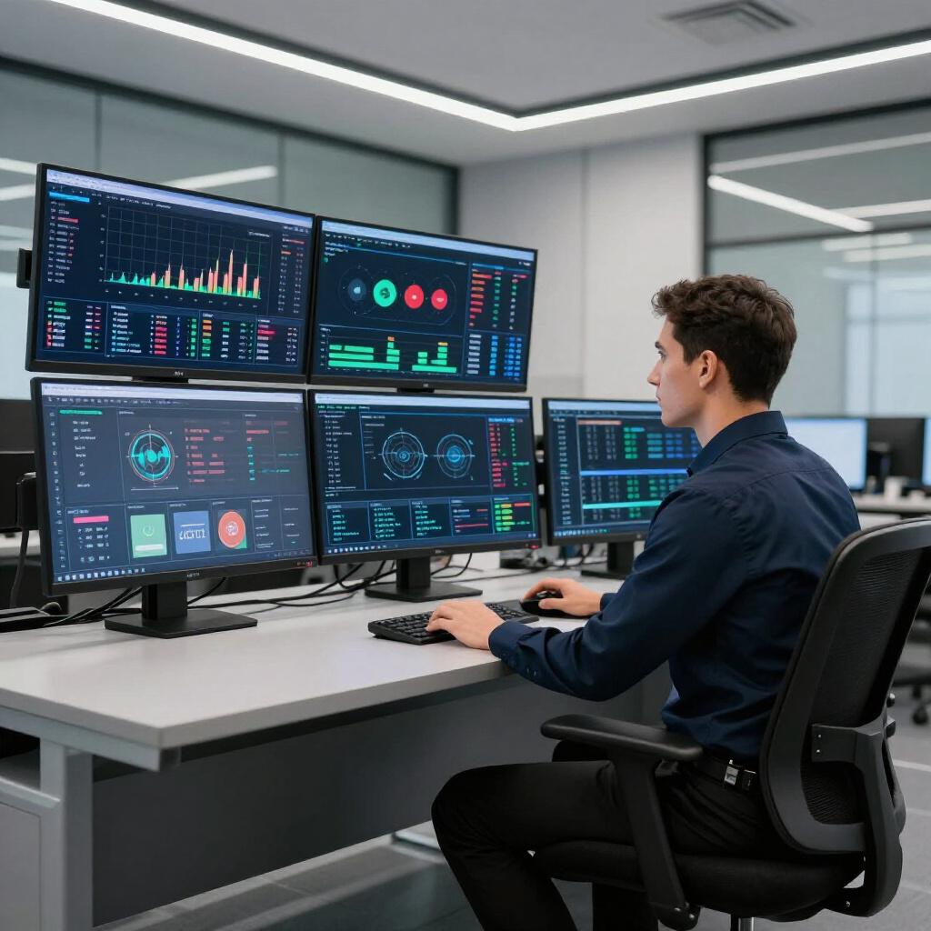 Data operations engineer monitoring analytics pipeline performance and system health