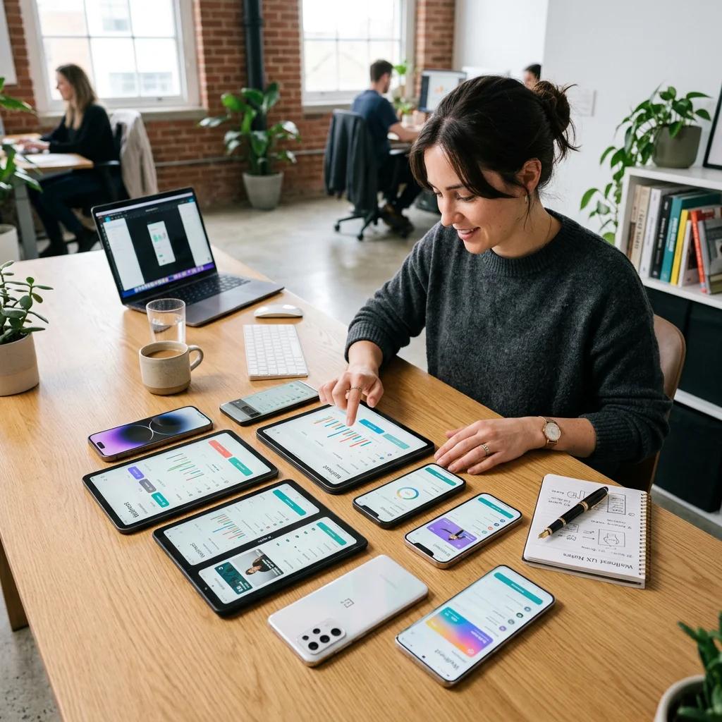 Developers testing mobile app compatibility across ios android devices and sdk updates