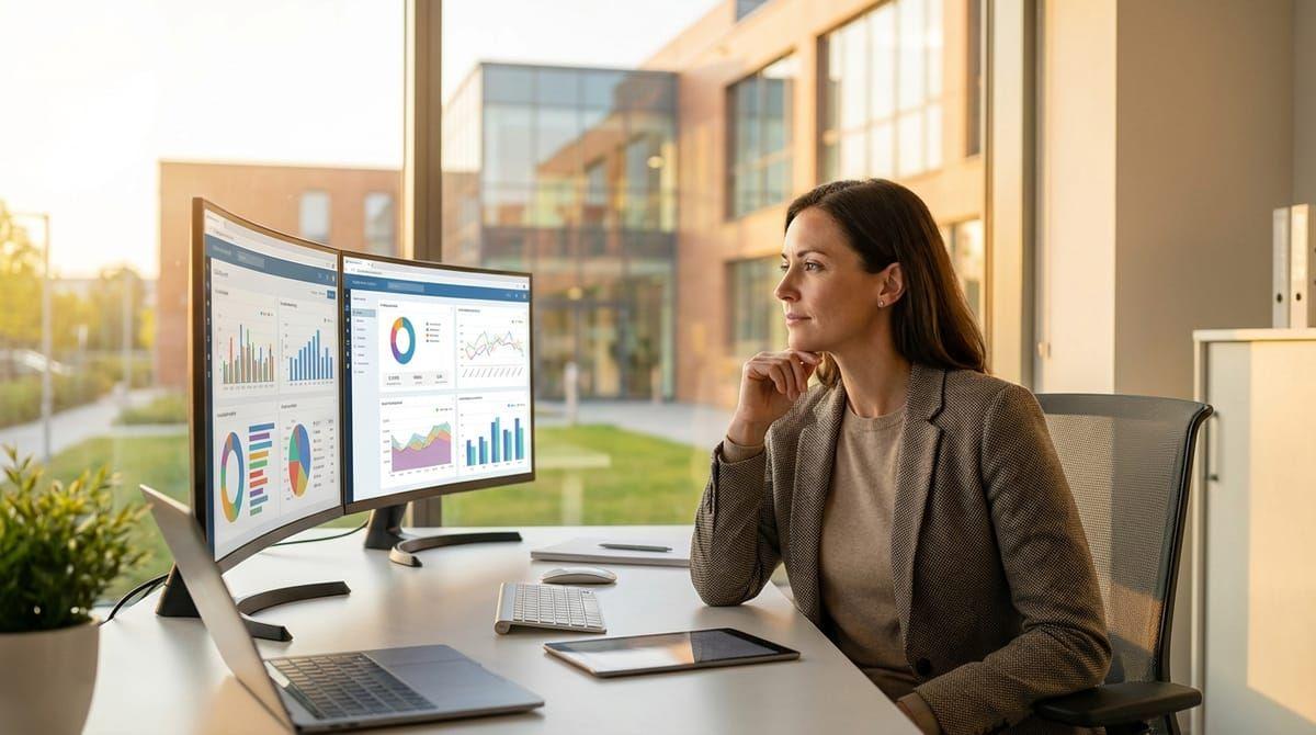 Enterprise analytics professional reviewing snowflake data analytics and ai assisted insights