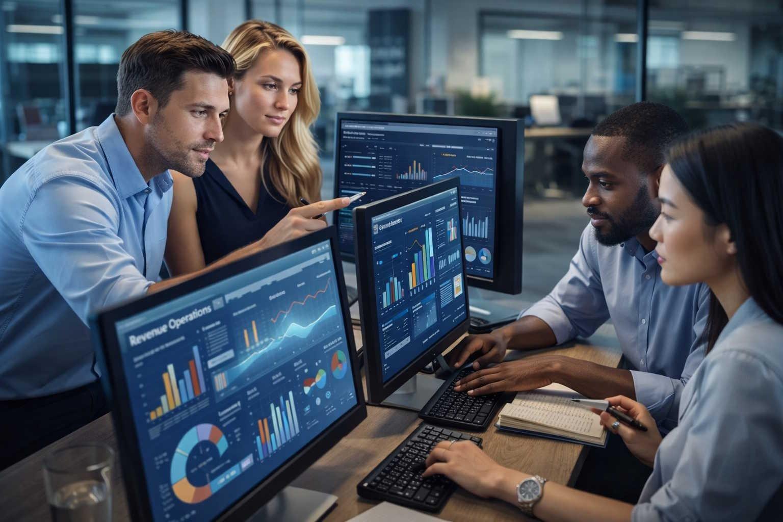 Finance executive reviewing data quality monitoring for revenue reporting