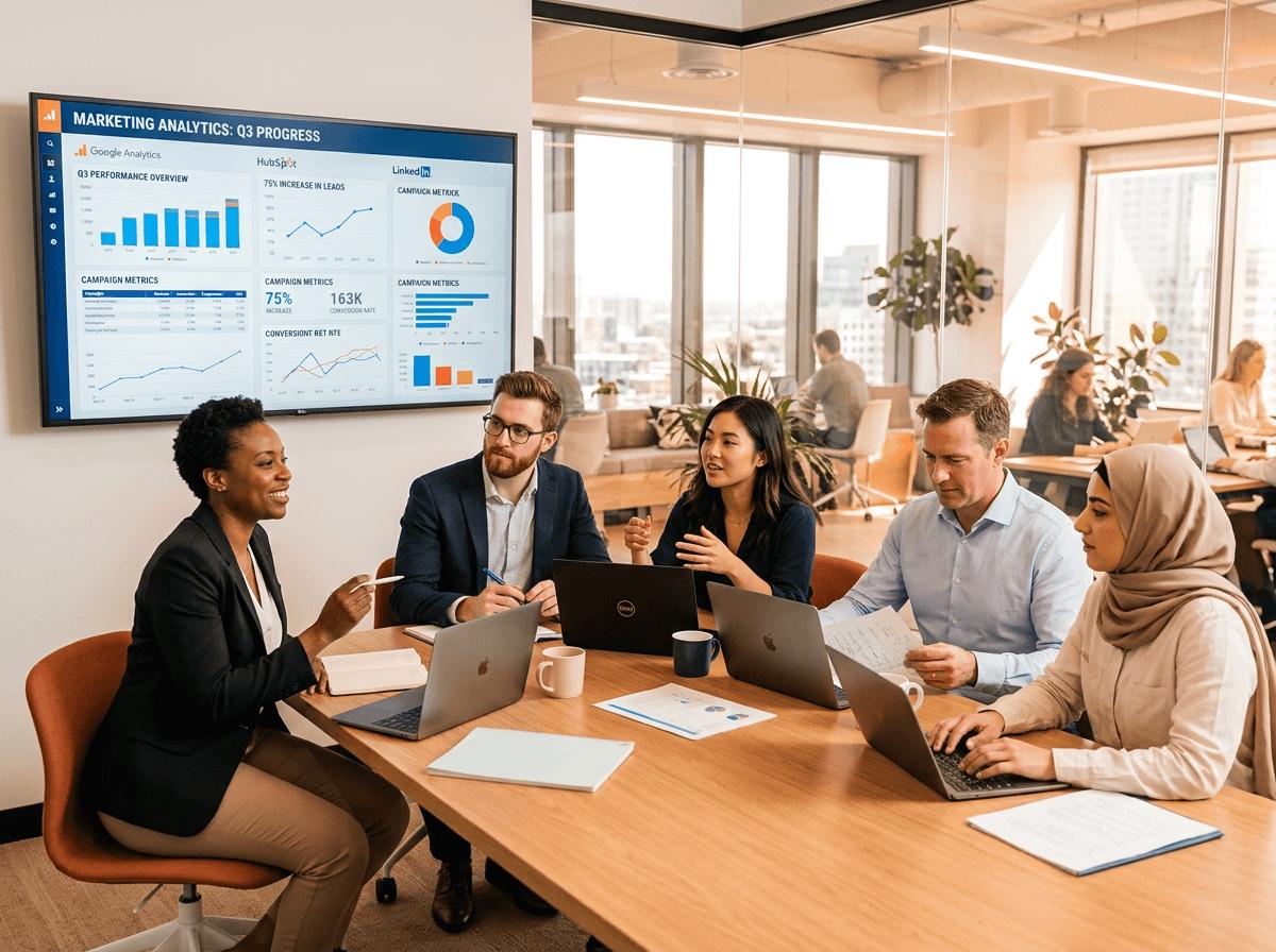 Marketing team comparing looker studio and power bi for marketing reporting