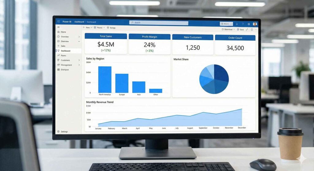 Power bi business kpis with explicit measures for revenue active customers and gross margin