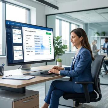 Professional using ai assisted software to classify and extract information from business documents