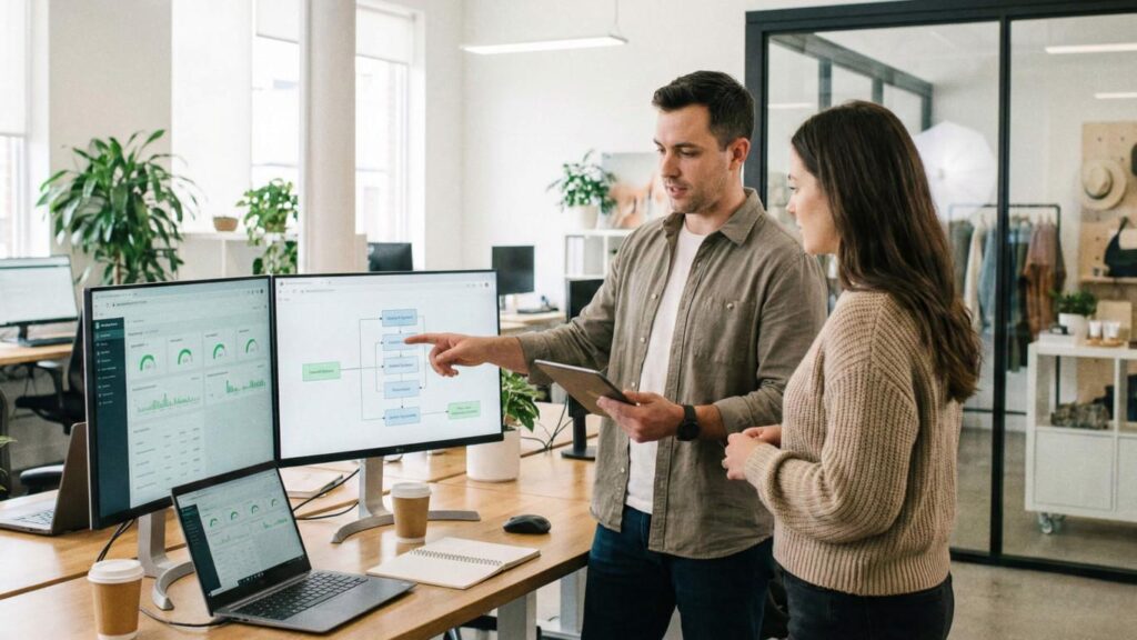 Software and operations team reviewing a business workflow automation pilot and system integrations