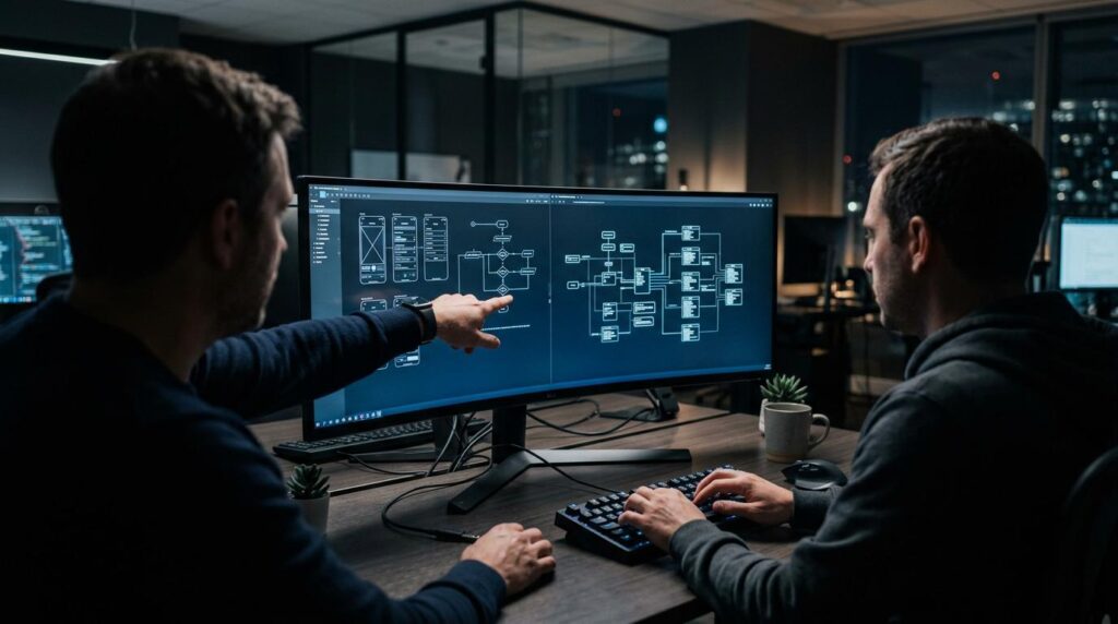 Software architects designing custom automation and api integration architecture