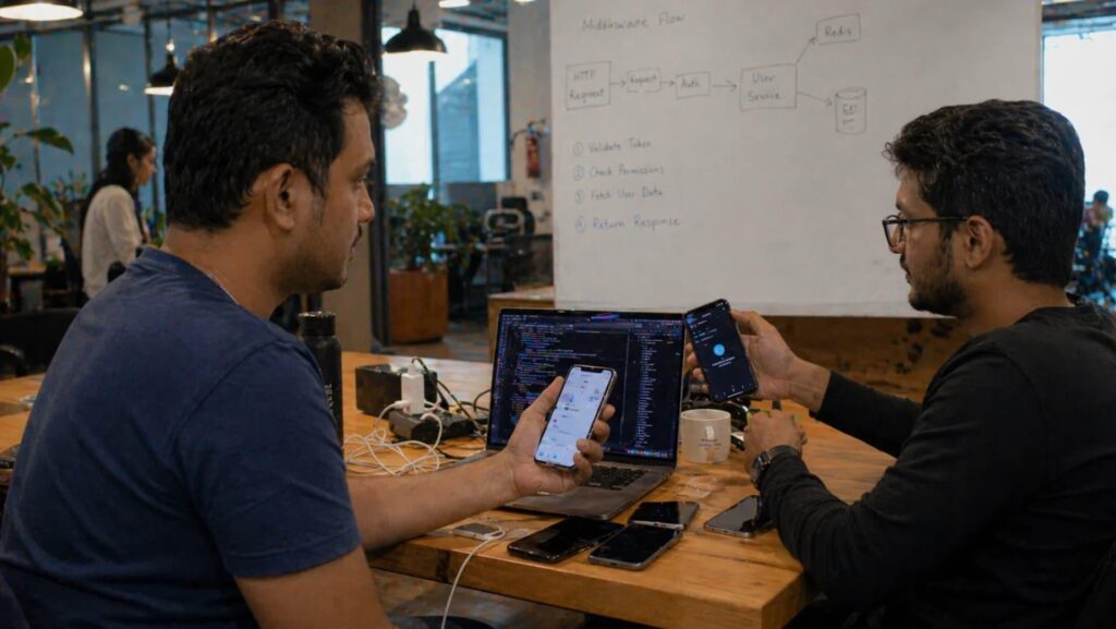 Software architects planning an offline first mobile application and synchronization architecture
