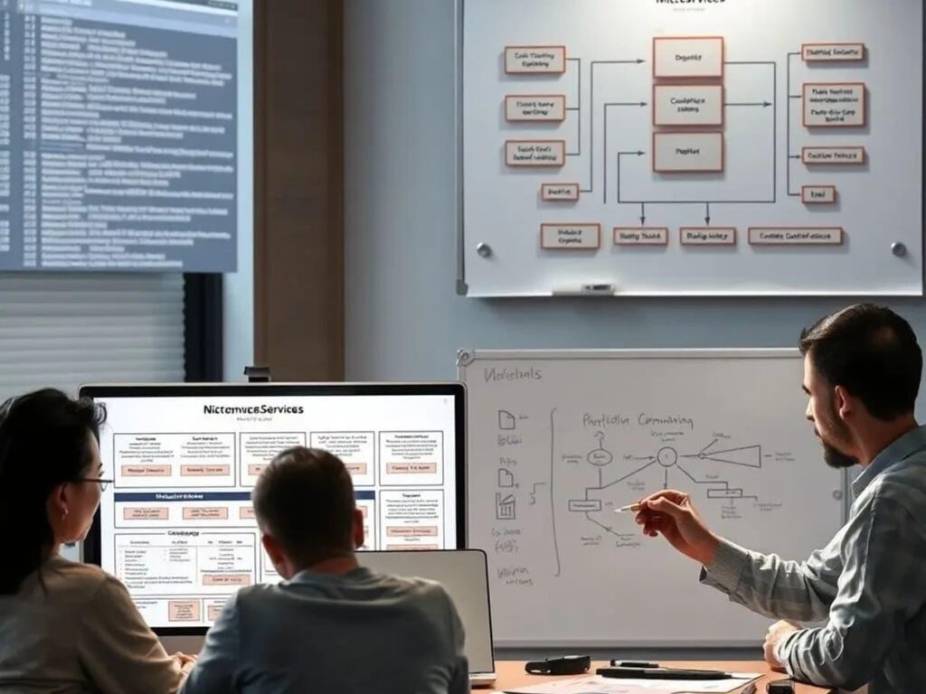 Software architects planning legacy application rewrite and migration