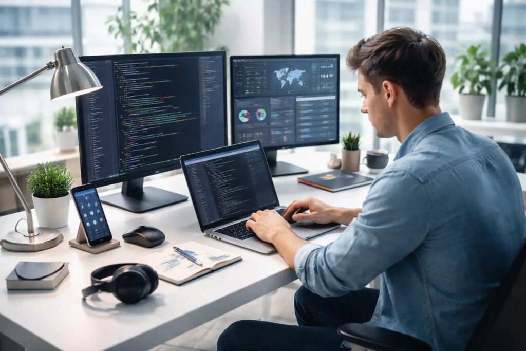 Software developer building direct api connections between business applications