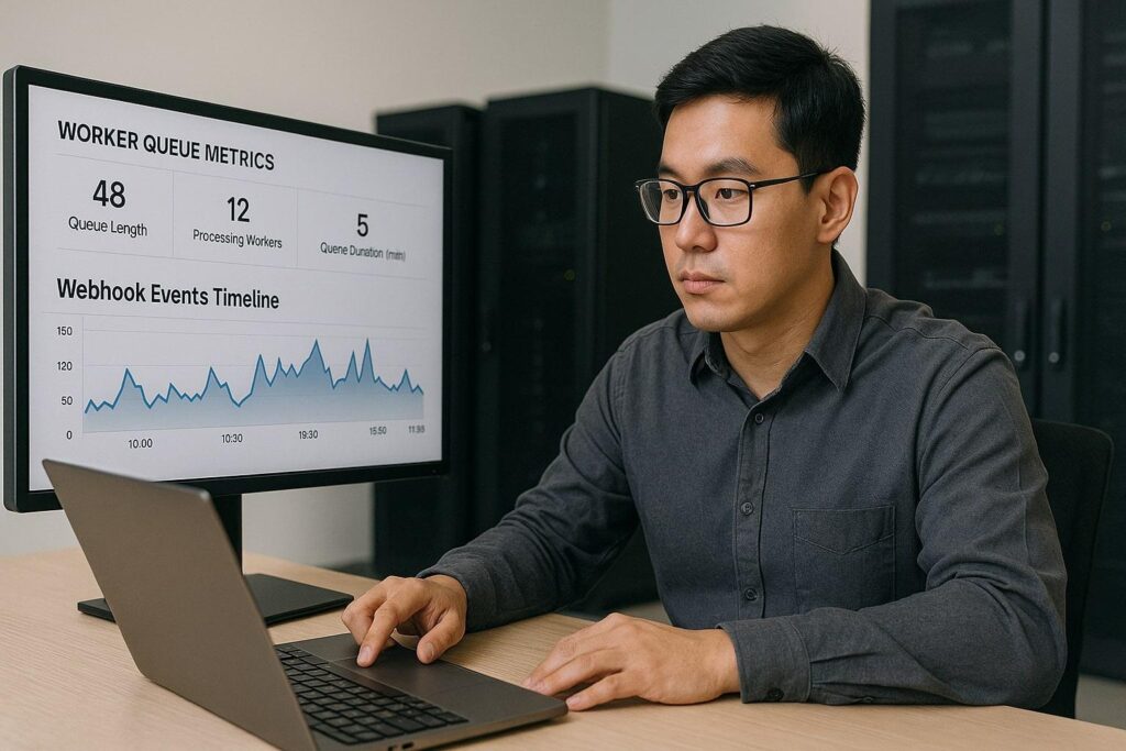 Software engineers monitoring api integration errors webhooks retries and exceptions