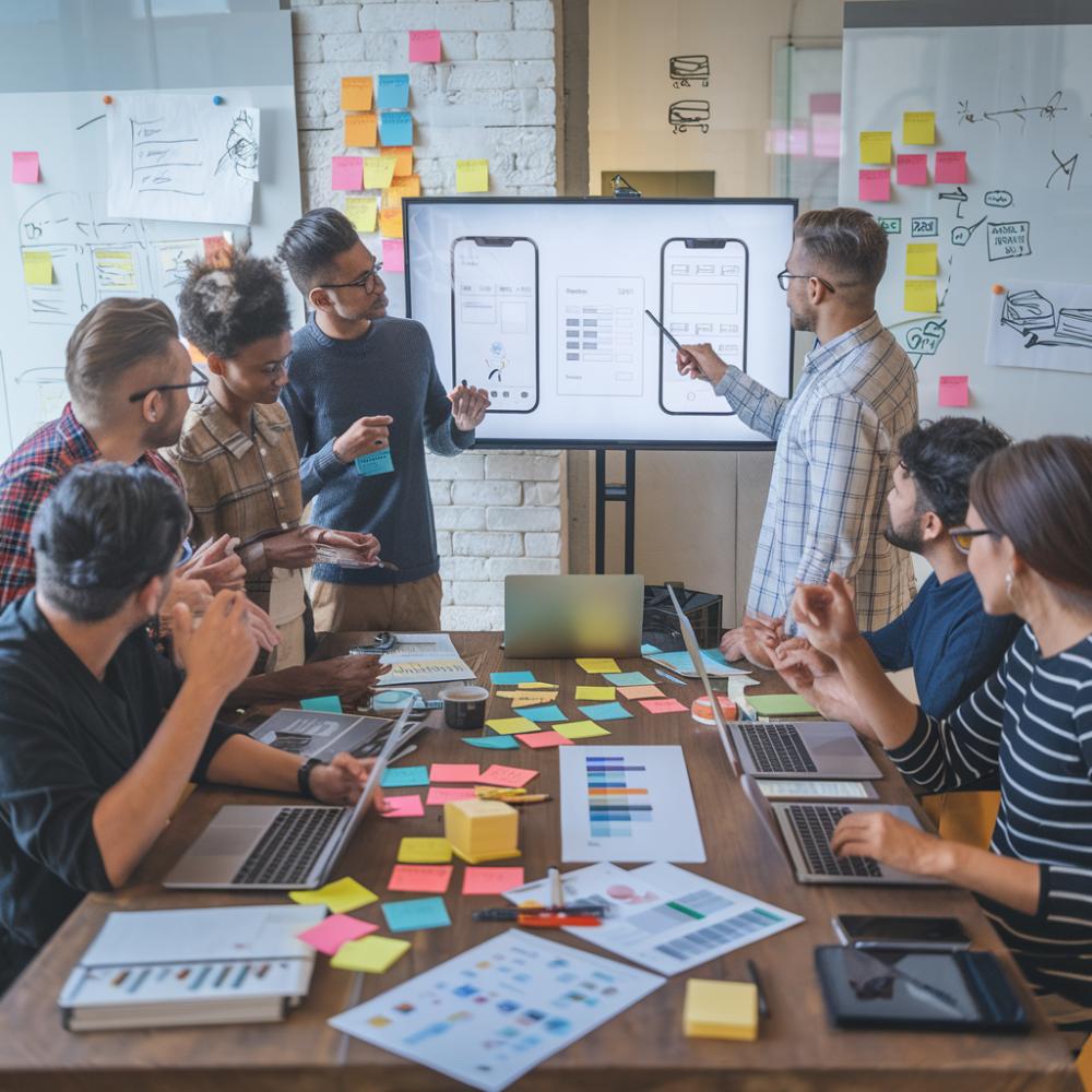 Software team planning web and mobile application delivery channels